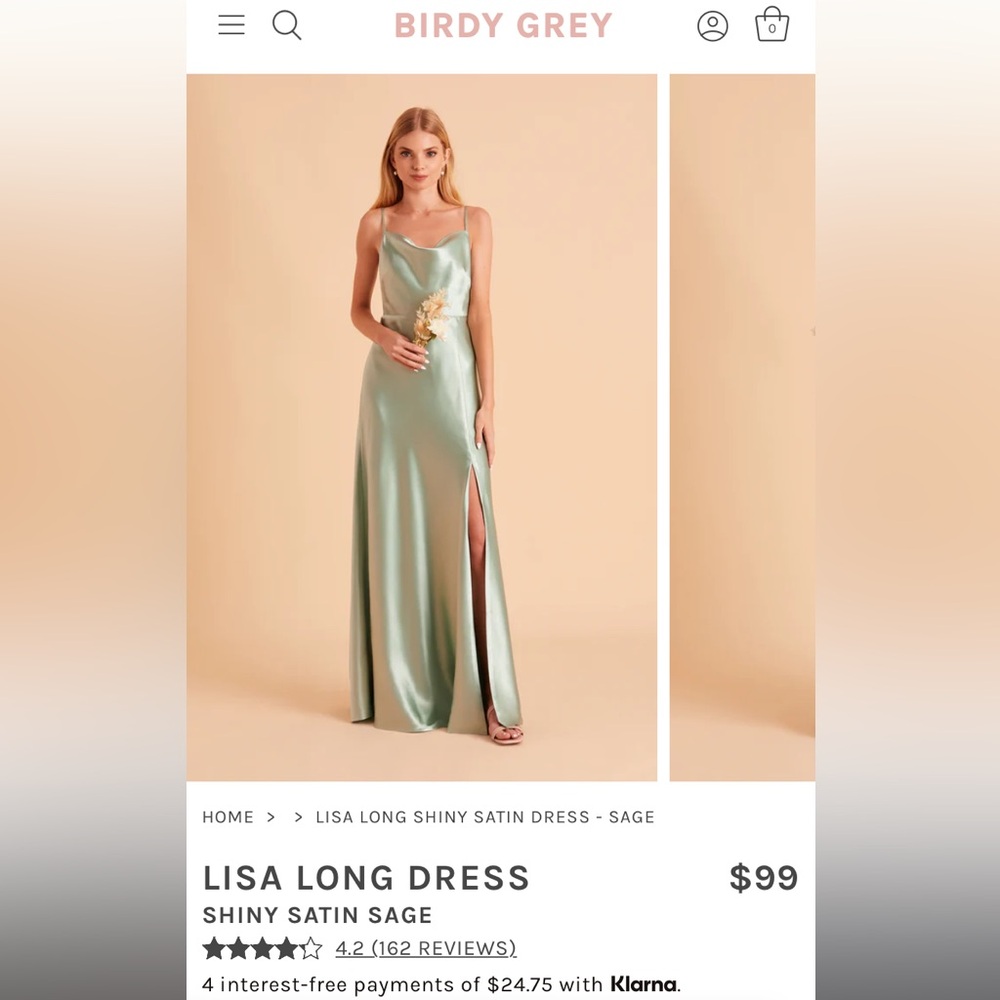 Birdy Grey Lisa long bridesmaid dress cowl neck in sage